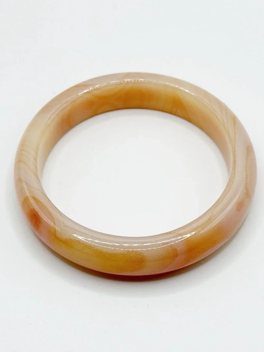 Icy‎ Orange/Peach Lace Agate Bangle Bracelet 1/2 Inch